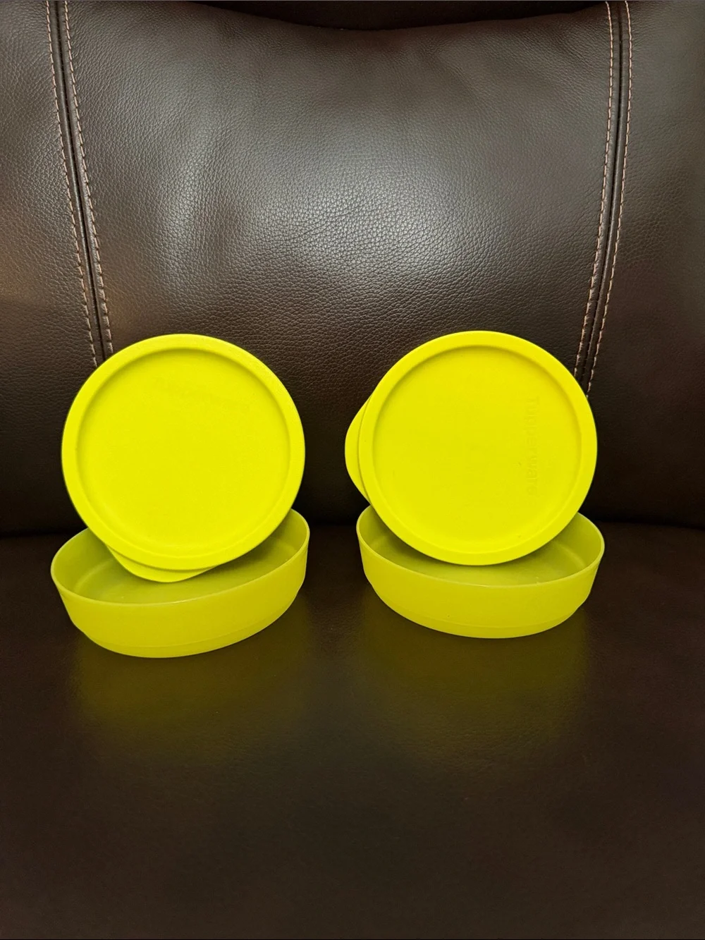 Tupperware Neon Yellow food containers 4 pcs